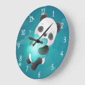 Grande Horloge Ronde Ours de panda avec étoile (Angle)