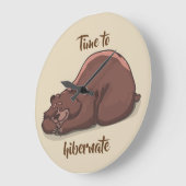 Grande Horloge Ronde Ours Dormir// Heure D'Hibernation (Angle)