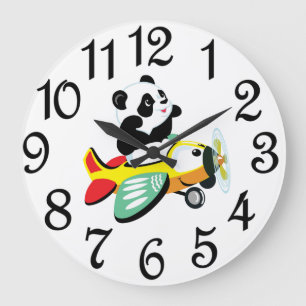 Grande Horloge Ronde Ours en peluche de nursery Panda