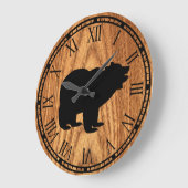 Grande Horloge Ronde ours noir rustique mignon (Angle)
