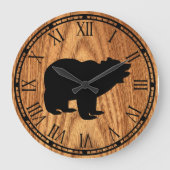 Grande Horloge Ronde ours noir rustique mignon (Recto)