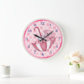 Grande Horloge Ronde Ours parapluie rose (Maison)