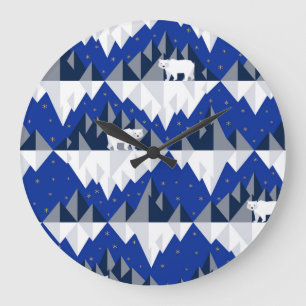 Grande Horloge Ronde Ours polaire sur Iceberg Motif sans couture.