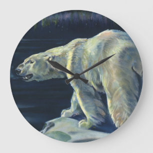 Grande Horloge Ronde Ours polaire vintage, Animaux de la vie marine arc