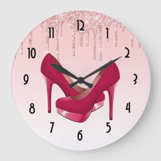 Grande Horloge Ronde Paillettes Pink Dripping (Recto)
