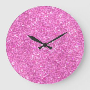 Grande Horloge Ronde Paillettes roses scintillantes