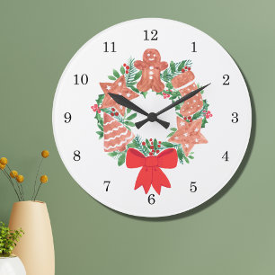Grande Horloge Ronde Pain d'épices Noël