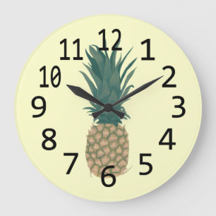 Grande Horloge Ronde Painting of a fresh Pineapple Wall Clocks