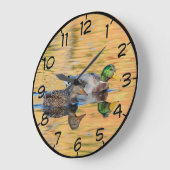 Grande Horloge Ronde Paire de Mallards (Angle)