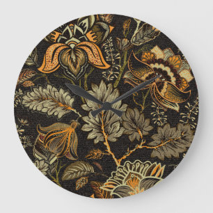 Grande Horloge Ronde Paisley floral indien, motif sans couture ethnique