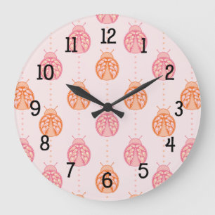 Grande Horloge Ronde Paisley Ladybug