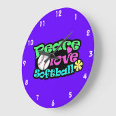 Grande Horloge Ronde Paix, Amour, Softball (Angle)