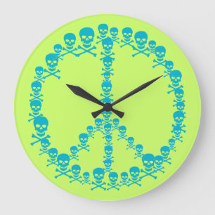 Grande Horloge Ronde Paix Skully personnalisable