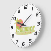 Grande Horloge Ronde Palm Tree été avec soleil et plage (Angle)