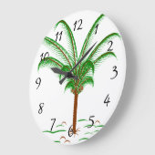 Grande Horloge Ronde Palmier tropical (Angle)