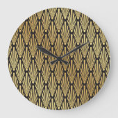 Grande Horloge Ronde Palmiers Art Déco : Or Noir. (Recto)