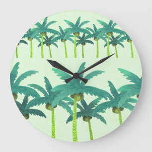 Grande Horloge Ronde Palmiers tropicaux : Ruban imperméable.
