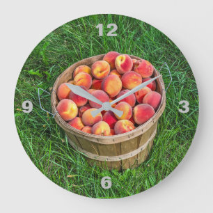 Grande Horloge Ronde Panier Bushel de pêches fraîches