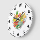 Grande Horloge Ronde Panier d'achat supermarché (Angle)