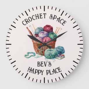 Grande Horloge Ronde Panier de tricot et crochet