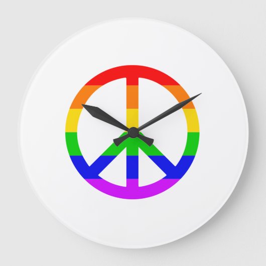Grande Horloge Ronde Panneau de paix Rainbow (Recto)