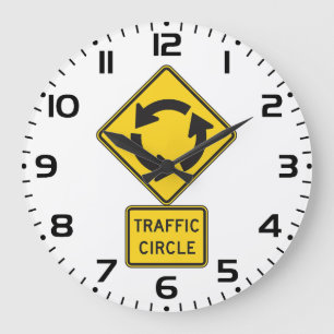 Grande Horloge Ronde Panneau de signalisation de rond-point jaune diama