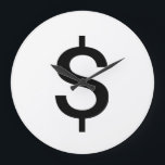 Grande Horloge Ronde Panneau dollar | Alphabet moderne simple<br><div class="desc">Panneau en dollars noirs dans un style simple et moderne sur arrière - plan blanc.
Cliquez sur le bouton "customiser" pour personnaliser le design en choisissant la couleur que vous voulez et même ajouter votre propre texte.

Les articles correspondants sont également disponibles en magasin.</div>