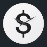 Grande Horloge Ronde Panneau dollar | Alphabet moderne simple<br><div class="desc">Panneau en dollars noirs dans un style simple et moderne sur arrière - plan blanc.
Cliquez sur le bouton "customiser" pour personnaliser le design en choisissant la couleur que vous voulez et même ajouter votre propre texte.

Les articles correspondants sont également disponibles en magasin.</div>