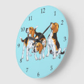Grande Horloge Ronde Pansements beagles (Angle)