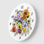 Grande Horloge Ronde Pansies colorées (Angle)