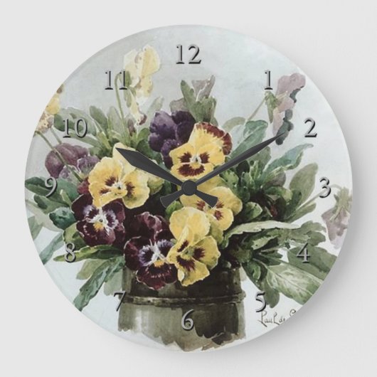 Grande Horloge Ronde Pansies Vintage (Recto)