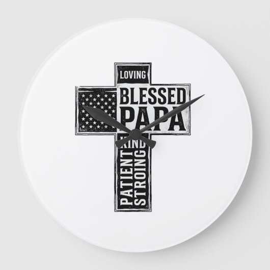 Grande Horloge Ronde Papa béni Croix Christian Vintage Typographie De (Recto)
