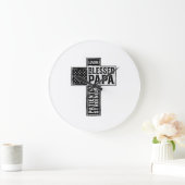 Grande Horloge Ronde Papa béni Croix Christian Vintage Typographie De (Maison)