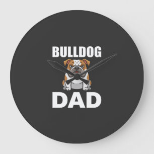 Grande Horloge Ronde Papa Bouledogue Dessin Animé Amateur de Chien