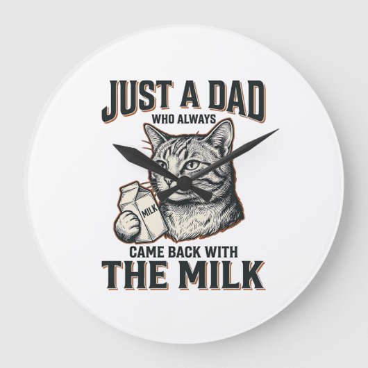 Grande Horloge Ronde Papa Chat Drôle Est Revenu Avec Le Lait Vintage Sh (Recto)