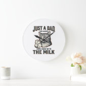 Grande Horloge Ronde Papa Chat Drôle Est Revenu Avec Le Lait Vintage Sh (Maison)