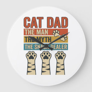 Grande Horloge Ronde Papa Chat Le Fournisseur de Snacks Chemise Vintage