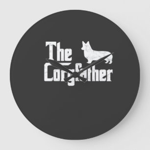 Grande Horloge Ronde Papa Corgi le Corgfather T-shirt drôle pour amateu