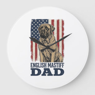 Grande Horloge Ronde Papa Mastiff Anglais Design de chien vintage patri