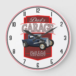 Grande Horloge Ronde Papa's Garage Blue Hot Rod