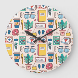 Grande Horloge Ronde Papier à lettres de bureau : Texture sans fil