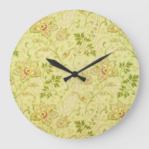 Grande Horloge Ronde Papier peint floral classique : Vieille Élégance