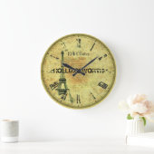 Grande Horloge Ronde Papier vintage - Tour Eiffel & Nom (Maison)