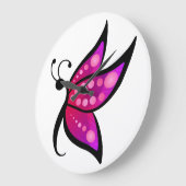 Grande Horloge Ronde Papillon Abstrait (Angle)