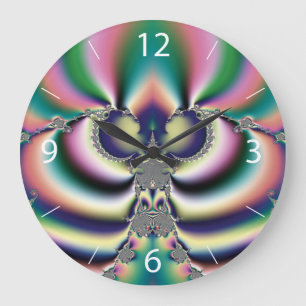 Grande Horloge Ronde Papillon Arc-en-Ciel