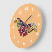 Grande Horloge Ronde Papillon coloré (Angle)