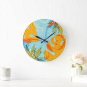 Grande Horloge Ronde Papillon dansant sur les fleurs (Maison)