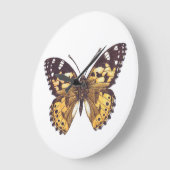 Grande Horloge Ronde Papillon de femme peint (Angle)
