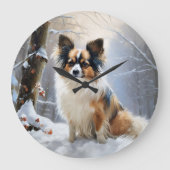 Grande Horloge Ronde Papillon Laisser neiger Noël (Recto)