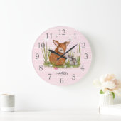 Grande Horloge Ronde Papillon lapin de cerf (Maison)